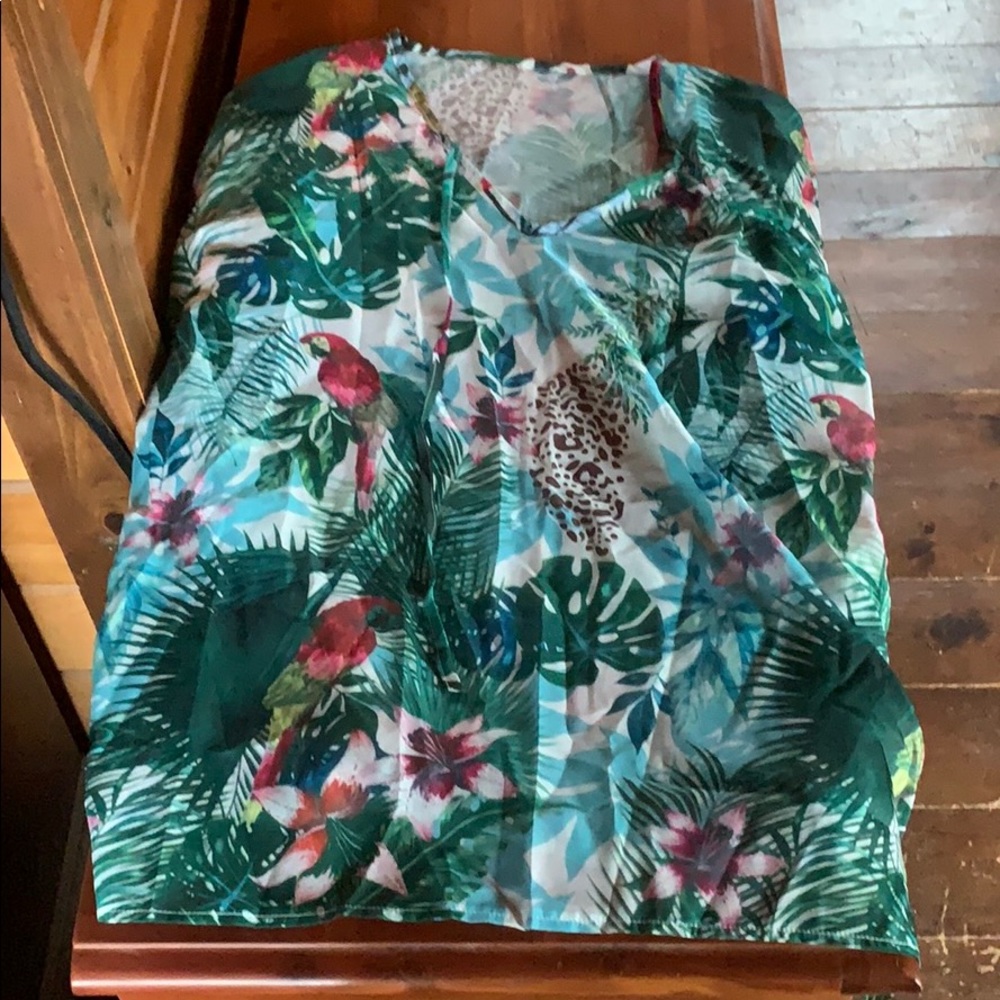 Tropical/Jungle print cover up